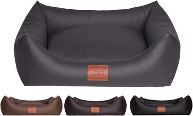 Софа для собак Leo4dog Natalie: штучна шкіра, подушка, 4 розміри (100x80 см, графіт)