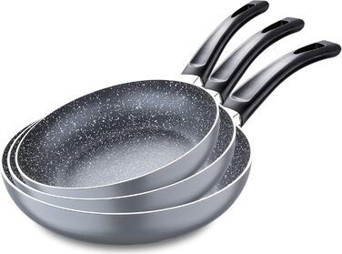 Набір сковорідок SAN IGNACIO Soul Marble 3 шт. 16/20/24 см, антипригарне покриття, алюміній, сірий, для електро-, газових, галогенових та склокерамічних плит