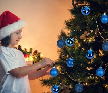 4 см Новорічні кулі для прикраси ялинки, 40 шт. Міцні, синього кольору. Новорічний декор для ялинки