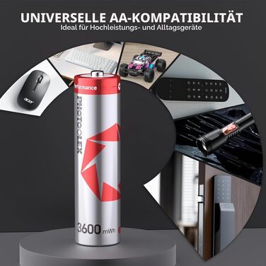 Акумулятори PHOTOOLEX AA Li-ion 1.5V 3000 mWh, комплект 8 шт. з кейсом для зберігання та зарядки