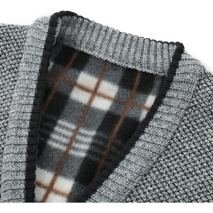 Чоловічий кардиган Allthemen з V-подібним вирізом, з підкладкою, на кнопках, грубий трикотаж, теплий перехідний жакет (4XL, світло-сірий)