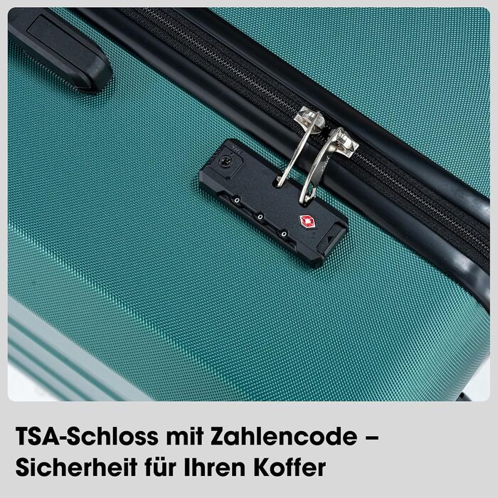 Набір валіз, багажний набір, ролер, валіза на колесах 5шт, ABS пластик, TSA замок, містить 1 сумочку та 1 косметичку, 4 колеса, телескопічна ручка з алюмінію (рожеве золото) (темно-зелений)