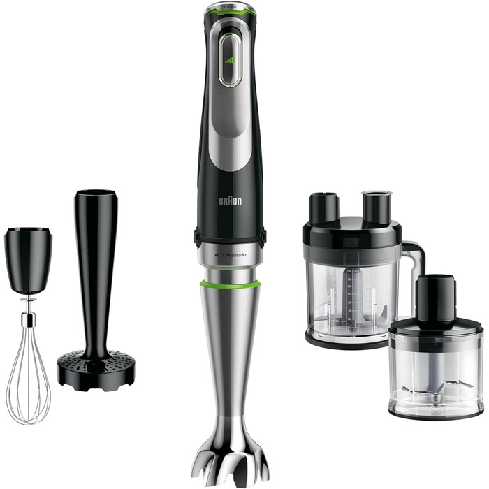 Braun MultiQuick 9 MQ 9187XLI – 5-in-1 Immersion Blender with Food Processor Attachment, Chopper, Masher for Potatoes & Vegetables, and Whisk, Infinite Speed Control, 1200 W, Black/Stainless Steel