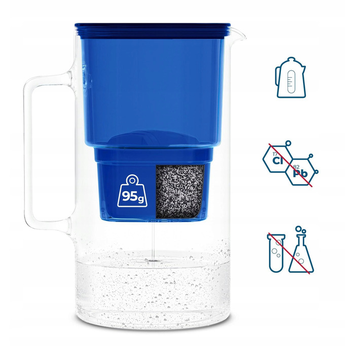 Скляний фільтр-кувшин Wessper D2 BOROSILICATE 3л, синій + 7 фільтрів