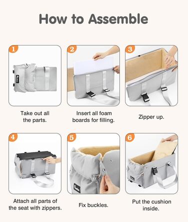 Крісло-ліжко для собак Pawaboo: зручне автокрісло для маленьких собак до 11 кг, сіре та бежеве