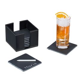 Relaxdays Slate Coasters Набір з 8 штук з коробкою