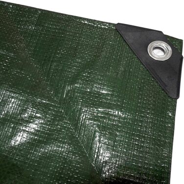 HanjetHJ Waterproof Green Tarp, 140g/m², Robust, Thick PE Material, as Tent Roof, Roof Covering, Protective Cover for Camping, Swimming Pool, Boat (4 x 5 m)