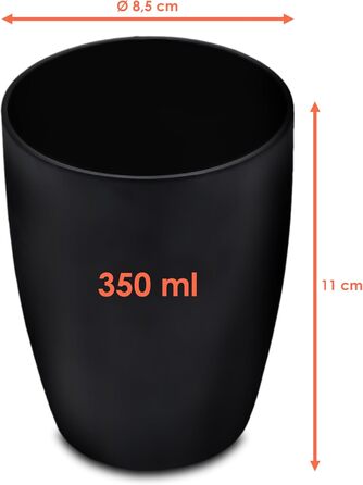 Набір чашок для кави та чаю 6 шт. 340 мл, чорний матовий, кольорові всередині. Керамічні чашки з ручкою та без.