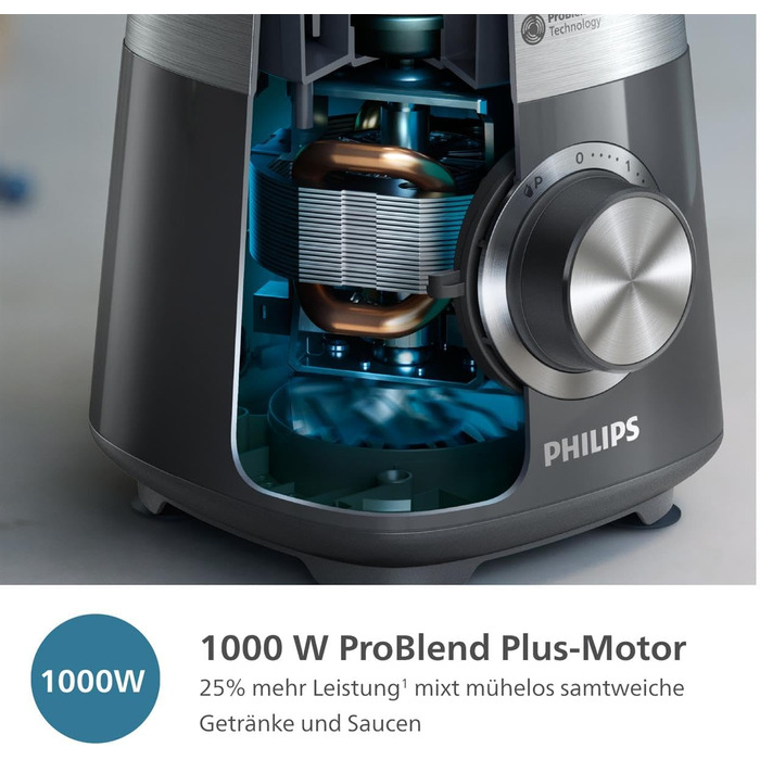 Philips 5000 Series Blender - 1000 W. 2L maximum capacity. ProBlend Plus technology. Dishwasher-safe parts. Black (HR3020/20) 1000 Watts
