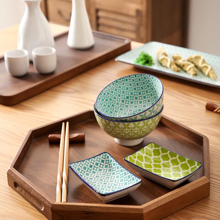Набір посуду Vancasso HARUKA Sushi Set для суші (8 предметів) з порцеляни, японський стиль, для 2 осіб, включає тарілки для суші та соусники