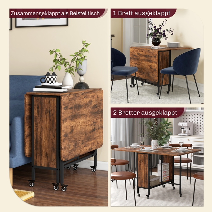 Складаний стіл HOMCOM, 130 x 80 x 74 см, кухонний складний стіл, коричневий