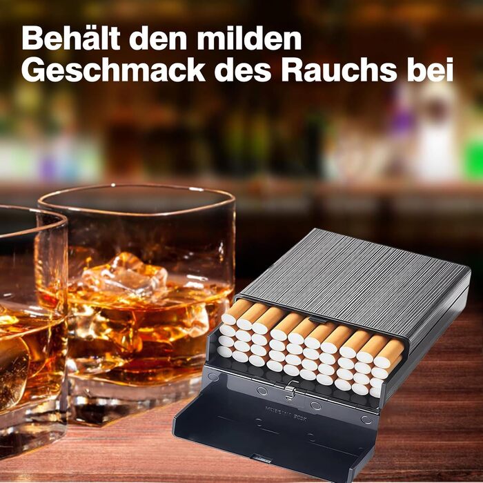 Металеве тютюнопакувальник для 40 сигарет, сигаретний футляр для чоловіків та жінок, чорний+срібний