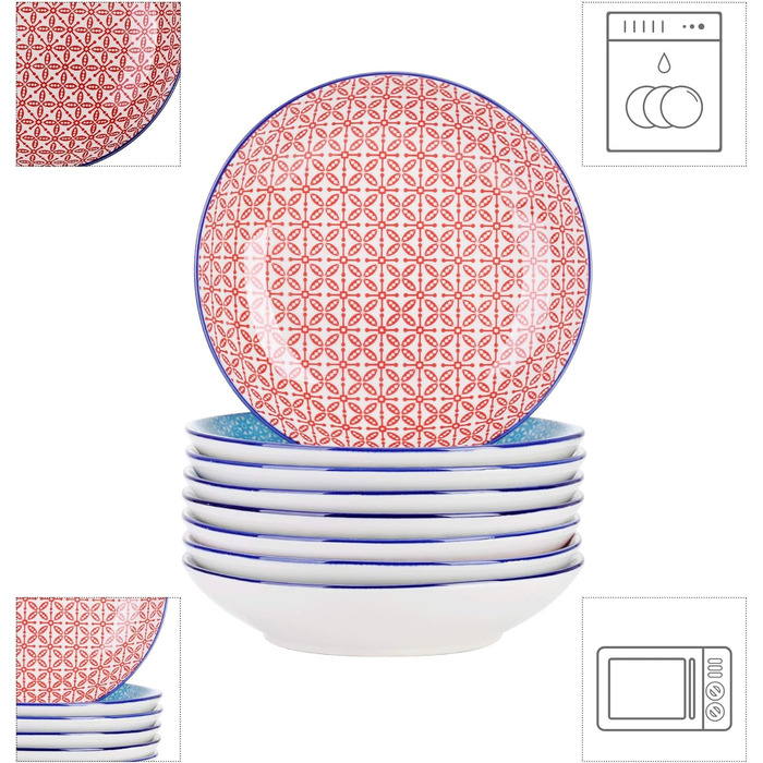 Набір тарілок Vancasso Macaroon (8 шт.): супові та глибокі, порцеляна, Ø 21.5 см, 600 мл