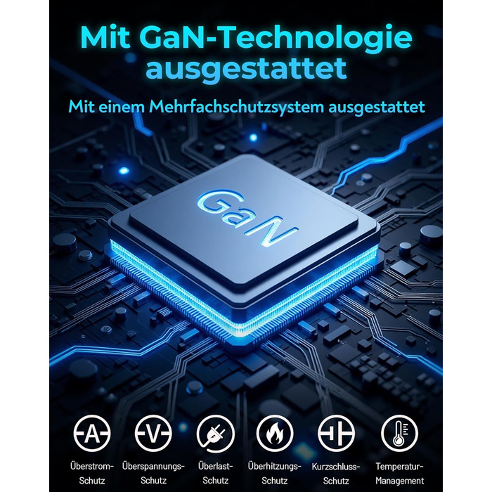 Зарядний пристрій 65W USB-C GaN з кабелем для Apple Watch, MacBook, iPhone, iPad, Samsung Galaxy - білий