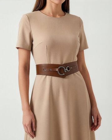 Пояс жіночий BlackButterfly Vintage еластичний з пряжкою, регульований, світло-коричневий, розмір L