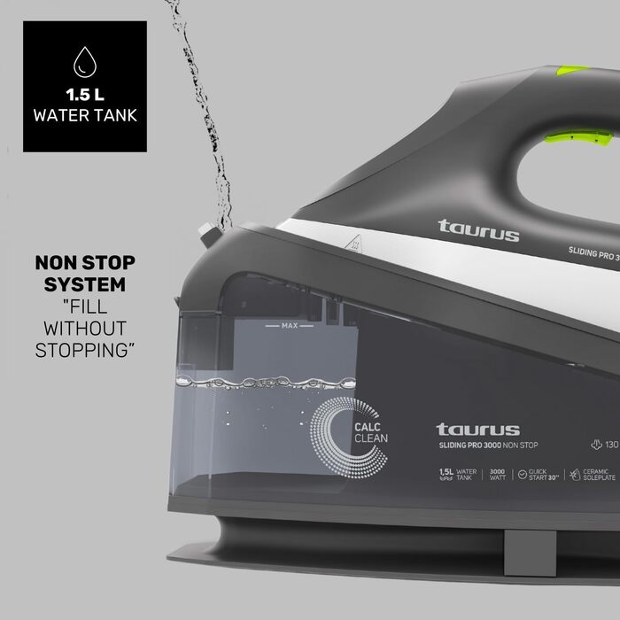 Праска Taurus Amazing SSD3000: 3000W, 7 бар, керамічна підошва, 1,5L резервуар, електронний паровий удар