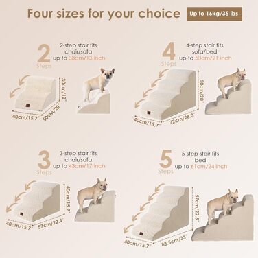 Сходинки для собак EHEYCIGA: компактні та зручні для маленьких собак, 40 см заввишки, 3 сходинки, сірий колір, з миючим покриттям та протиковзким дном (40 x 50 x 30 см)