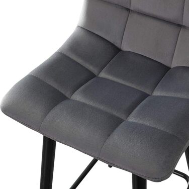 Velvet Bar Stools Set of 2 with Backrest - 66cm Counter Height - Grey