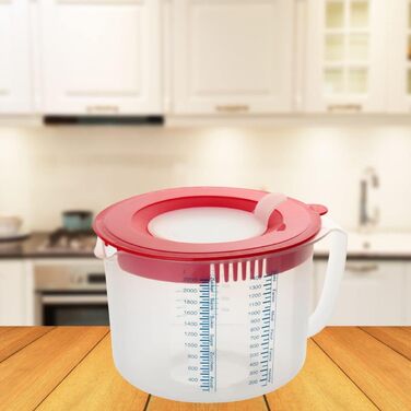 Dr. Oetker 1531 Baking Scale Ø 17 cm, analog kitchen scale (color: white) & measuring and mixing jug 2.2 L, measuring jug with different measuring scales (color: Red/Transparent), quantity: 1 piece