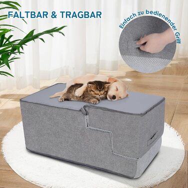 Myiosus Dog Stairs for Small Dogs, 2 Steps Pet Stairs, Waterproof Dog Steps made of Sponge, Non-Slip Dog Ramp for Sofa Bed, Dog Stairs with Washable Cover, Portable Cat Stairs (Removable 5-Step Dog Stairs, Grey)