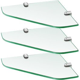S'AFIELINA Glass Shelf Shower Caddy 6mm Glass Corner Shelf Tempered Glass Shelf Shower Glass Shelf for Bathroom Shower Shelf 23cm x 23cm (3 Piece)