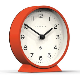 NEWGATE® M Silent Mantel Clock - 'No Tick' - A Modern Mantel Clock - Small Clock - Mantel Clocks - Minimalist Dial - (Pumpkin Orange)