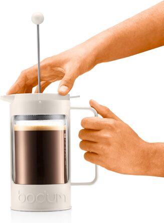 Bodum BEAN Coffee Maker for 8 Cups (Press Filter System, Insulated, Drip-Stop, 1.0 liters) (Creme, 8 Cups)