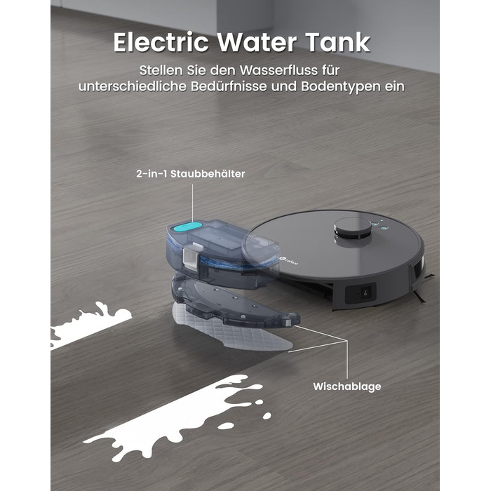 Робот-пилосос LEFANT M1 з функцією миття підлоги, 5500Pa, 200 хвилин роботи, мультимапінг, зони заборони, для шерсті тварин, килимів та твердих підлог