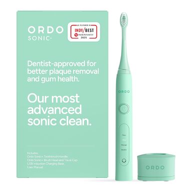 Електрична зубна щітка Ordo Sonic Advanced Smart Tech: 4 режими чищення, акумулятор, силіконовий полірувальник, USB-зарядка, м'ятний колір
