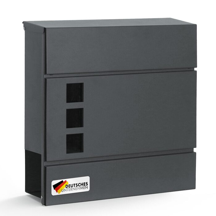 Поштовий ящик Floordirekt Jean Anthrazit з газетницею, кришкою та замком, антрацит