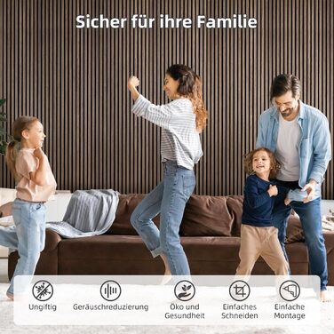 Акустичні стінні панелі JAMELO з шпона горіха, самоклейні 3D панелі для стін та стелі, 10 шт (30x15x1.2 см), колір темний горіх