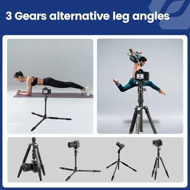 Fotopro 150CM Штатив для камери з вуглецевого волокна, компактний, з кульковою головкою, знімний монопод, швидка фіксація, до 8 кг, зелений (чорний)