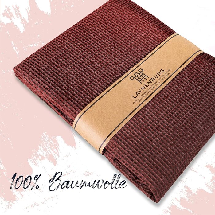 Плед LAYENBURG Premium 180x220 см, вафельна тканина, 100% бавовна, махагон