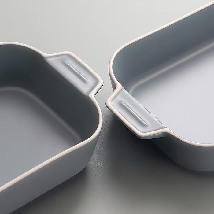 Форма для лазаньї, 2 шт., 22 x 12 см, керамічна, з ручками (блакитна)