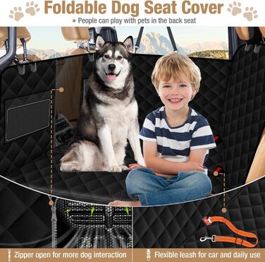 Захисний чохол на заднє сидіння авто для собак, чорний, 155x72 см (для позашляховиків/вантажів)