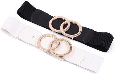 Жіночий еластичний пояс шкіряний 5 см, регульований 70-160 см, чорно-білий, для суконь