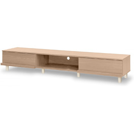 Iris Ohyama TV Furniture, TV Cabinet, TV Stand, TV Wall Mount for screens up to 43 inches, 4 shelves, Extendable, Contemporary, Bedroom, Living Room - TV Cabinet - SAB-100 - White Oak (Light Brown, TV size up to 73 inches, With Drawers)