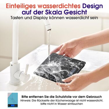 Кухонні ваги цифрові 15 кг, перезаряджувані, з LCD-дисплеєм та функцією тарування, водонепроникні, преміум-якість, чорний колір