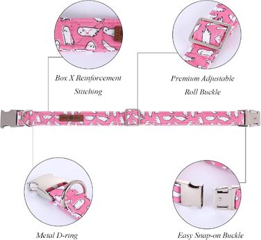 Елегантний нашийник Lionet Paws для собак з краваткою, бавовна, зручний, з металевим замком, розмір 40-66 см, Ghost