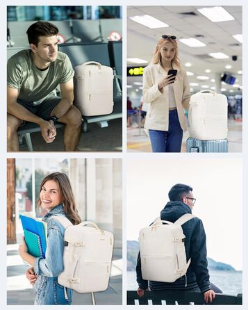 Рюкзак LOVEVOOK для жінок, ручна поклажа, 40x30x20 см, 24л, для ноутбука 14 дюймів, для подорожей, бізнес-рюкзак, бежевий