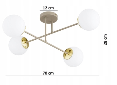 Стельовий світильник Milo Ecru бежевий, металевий, на 4 цоколі E27, 28x70 см