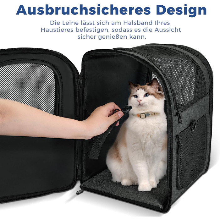 Рюкзак для собак та котів Apollo Walker - зручний та дихаючий, для малих тварин (2-15 кг), чорний