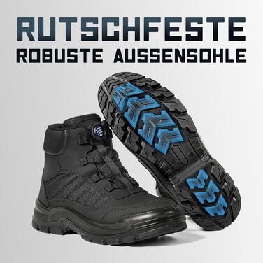 Черевики безпеки ANGRYRAM для чоловіків та жінок, легкі, чорні, з поворотним затвором, 44.5 EU, антиковзаючі, захист від проколів