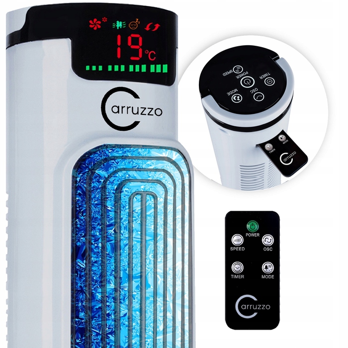 Колонний вентилятор Carruzzo Exclusive Line Cold Wind Tower Fan 3в1, білий