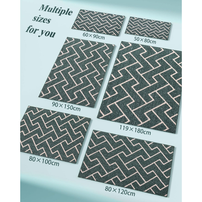 Вологостійкий килимок для дому Black 50x80 см, килимок для порогу, антиковзаючий, для входу, коридору, саду, дому, для тварин (80x100 см, Emerald)