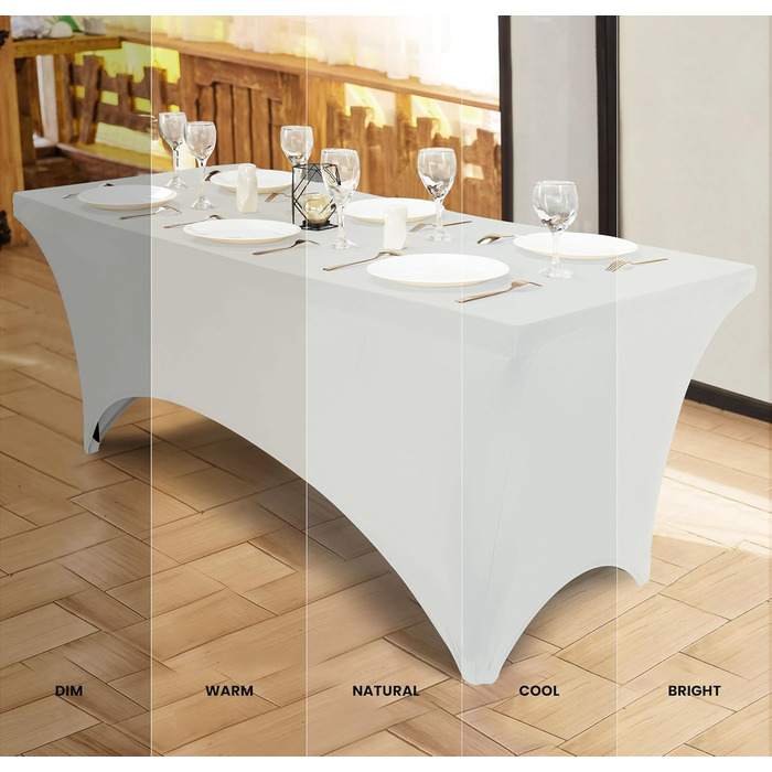 Utopia Kitchen Spandex Tablecloth 2 Pack [5FT, White] - Tight-Fitting, Precision-Fit, Washable, and Wrinkle-Free Tablecloth for Outdoor Events, Weddings, Banquets & Parties [183Lx76Wx76H] cm