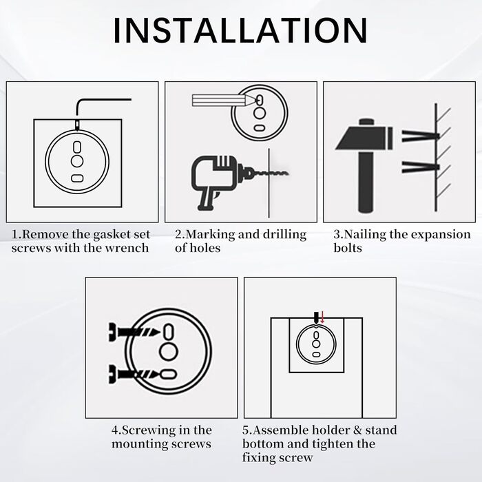 Щітка для унітазу Exleco з нержавіючої сталі, золота, з запасним насадкою та підставкою, настінна/підлогова