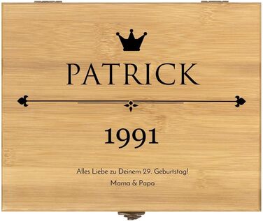 Maverton Wine Opener Set Personalized Wine Set Sommelier Set - Gift Box Wooden Box + 6-Piece Wine Accessory Set - Made of Bamboo - Brown - Birthday Gift for Men - (King)