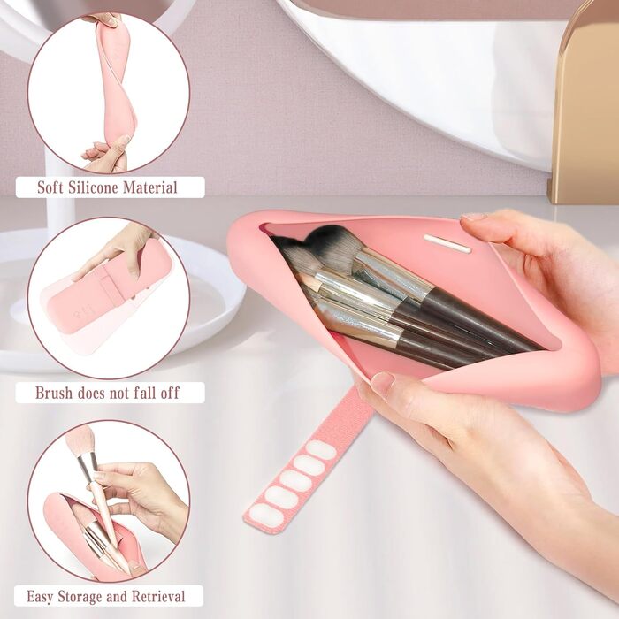 Набір для макіяжу Travel Essentials: органайзер для пензлів та кейс для Beauty Blender, рожевий