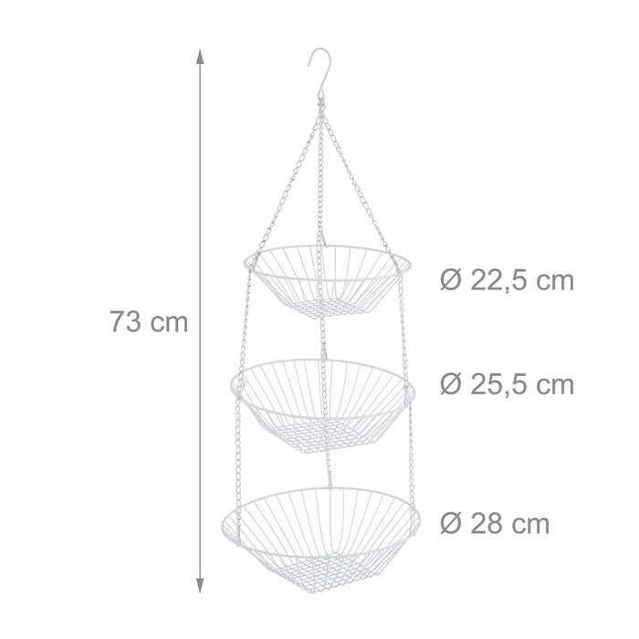 Relaxdays Hanging Fruit Basket in White
